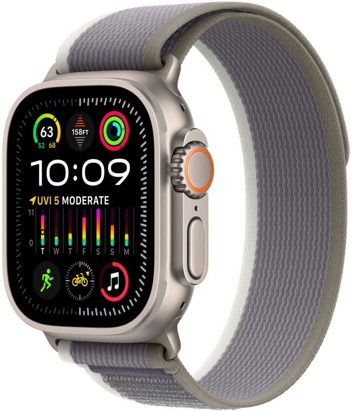 Часы Apple Watch Ultra 2 GPS + Cellular 49mm Titanium Case with Green/Grey Trail Loop