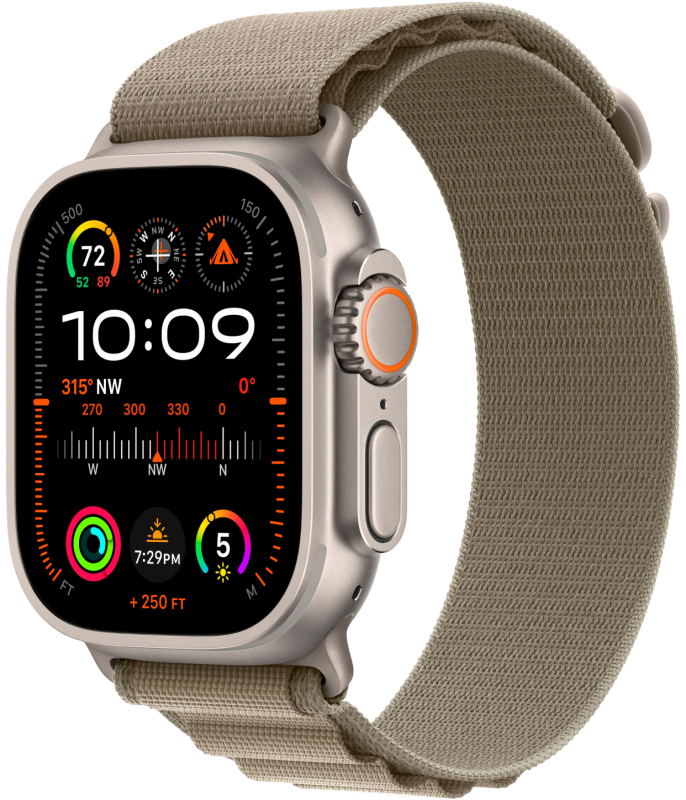 Часы Apple Watch Ultra 2 GPS + Cellular 49mm Titanium Case with Olive Alpine Loop Small